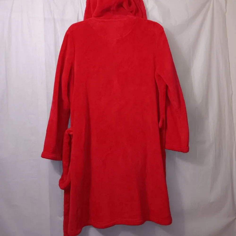 VICTORIA'S SECRET HOODED BATH ROBE RED SIZE MEDIUM